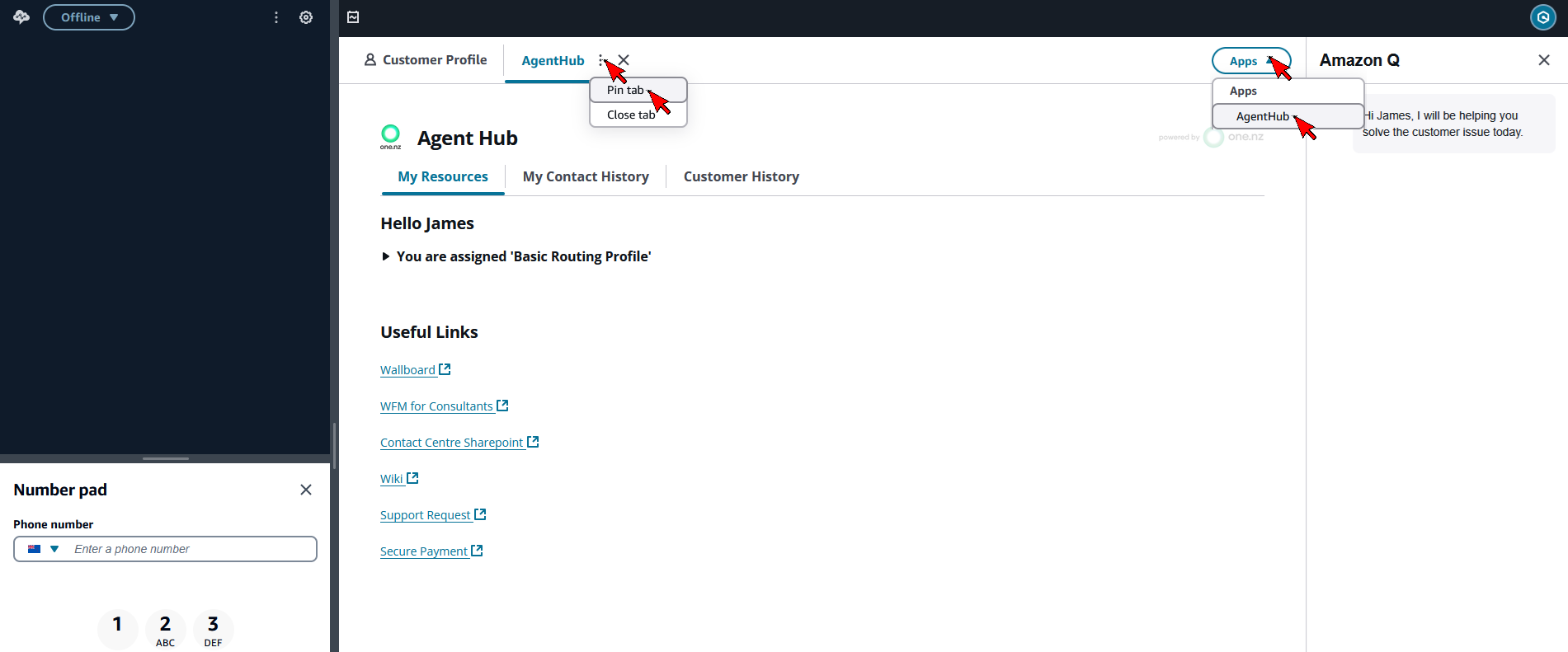 Amazon Connect Add AgentHub