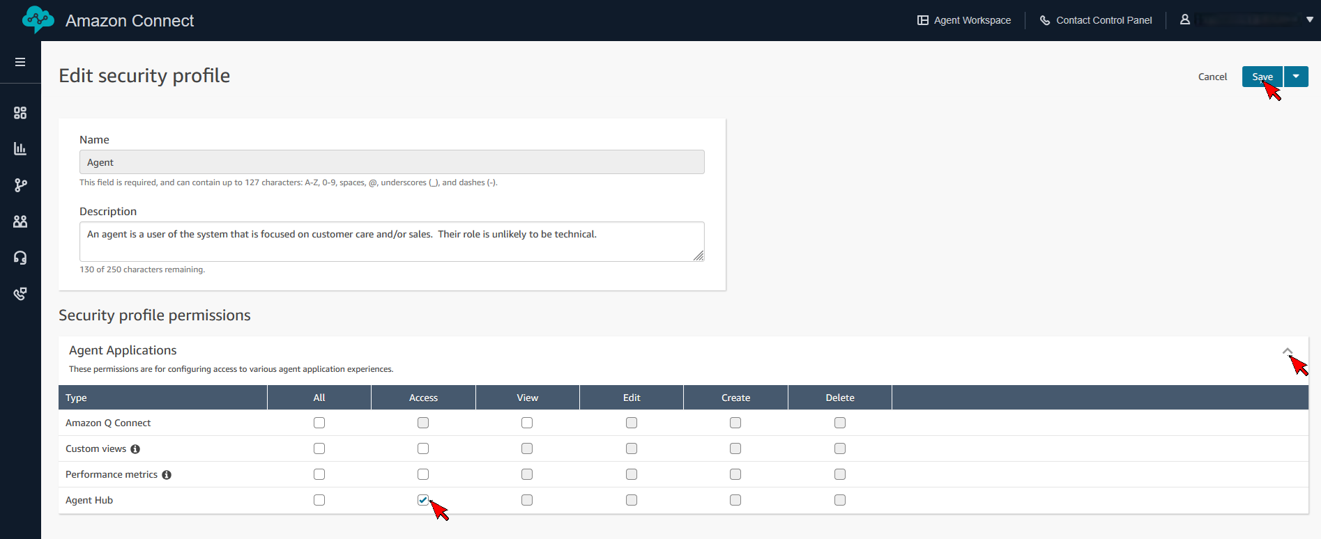 Amazon Connect Security Profiles